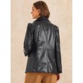 thumbnail image 3 of DARING DIVA Women's Faux Leather Jacket Lapel Collar PU Biker Moto Casual Oversized Blazer XS Black, 3 of 6
