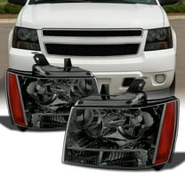 AKKON - For Smoked Smoke 07-13 Suburban Tahoe Avalanche Headlights Front Lamps Direct Replacement Left   Right