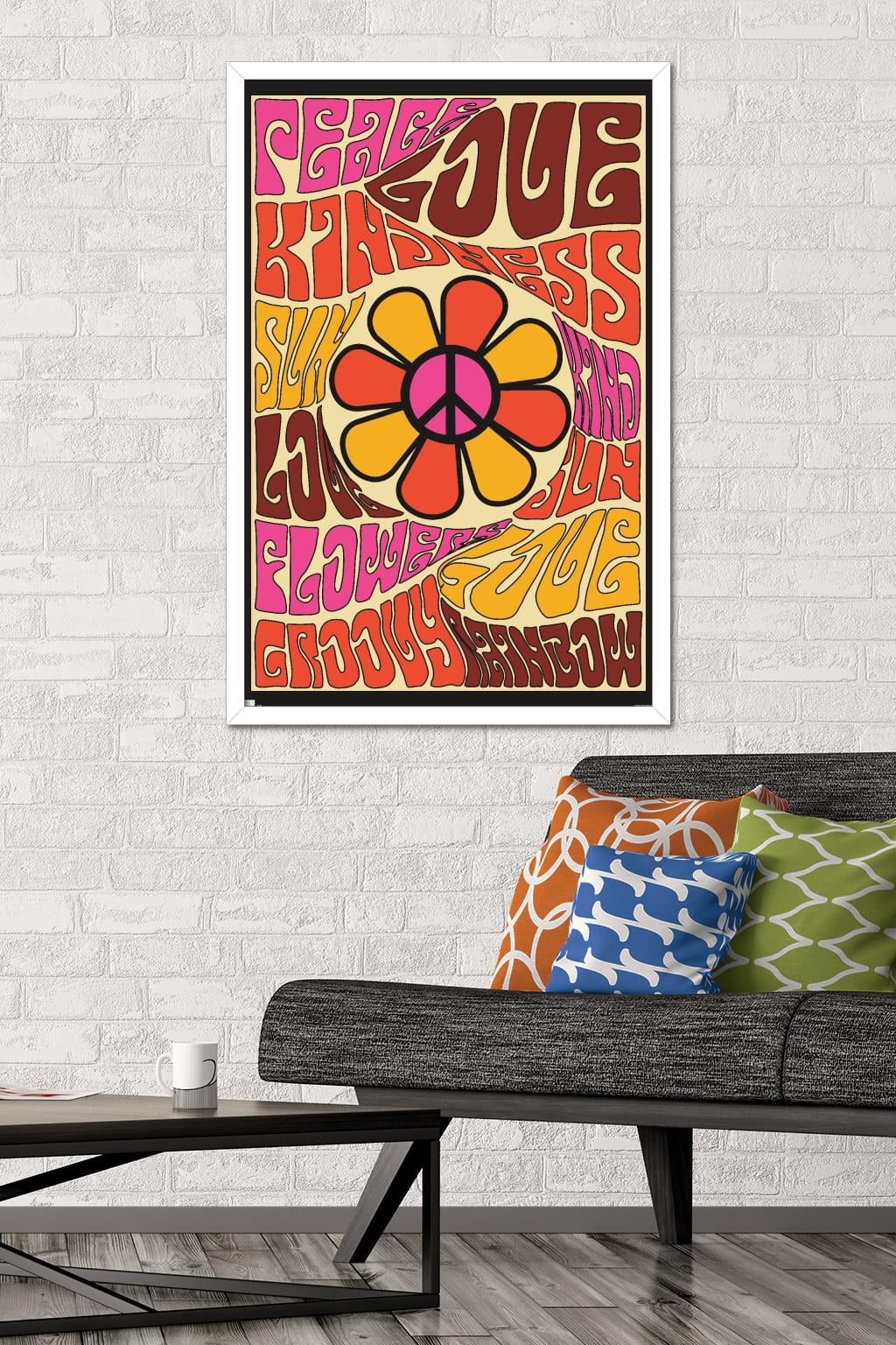 Peace, Love, and Kindness Wall Poster, 22.375" x 34" Framed