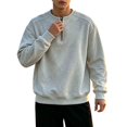 thumbnail image 3 of Chiccall Mens Plus Size Sweatshirts Quarter Zip Long Sleeve Solid Pullover Sweatshirts Casual Loose Fit Athletic Sweat Shirts for Men, 3 of 7
