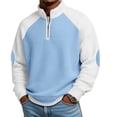 thumbnail image 5 of Jalioing Sweatshirts for Men Casual Color Block Half Zip Stand Collar Texture Pullover Shirt Fashion Long Sleeve Tops, 5 of 6