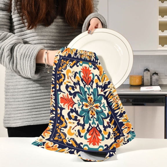 BZSMCE Kitchen Towels Creative Design Fashion Art Regular Pattern Pattern Durable Kitchen Towel
