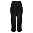 thumbnail image 5 of LEKODE Women's Linen Ankle Pants Pleated Front Wide Leg Straight Cropped Trouser Black L, 5 of 5