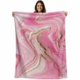 thumbnail image 2 of Flannel Fleece Throw Blanket Pink Water Ripple Gold Foil Lightweight Soft Plush Blankets,Abstract Wave Minimalist Style Cozy Warm Throw Blanket for Couch Sofa Bed Car Office All Season Use 50x60in, 2 of 9