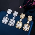 thumbnail image 2 of Elegant Crystal Cubic CZ Zircon Earring Square Dangle Drop Wedding Women Jewelry, 2 of 9
