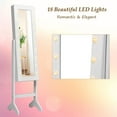 thumbnail image 5 of Standing Jewelry Armoire with 18 LED Lights Around the Door, Large Storage Mirrored Jewelry Cabinet with Full Length Mirror, 16 Lipstick Holders, 1 Inside Makeup Mirror (White), 5 of 8