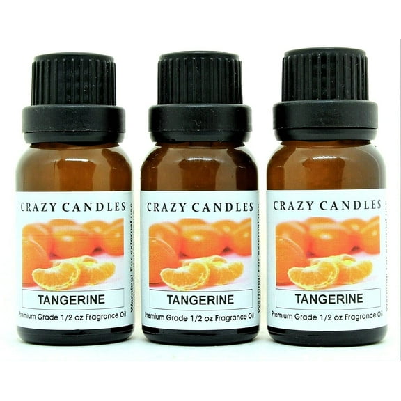 Crazy Candles Tangerine (Made in USA) 3 Bottles 1/2 FL Oz Each (15ml) Premium Grade Scented Fragrance Oil