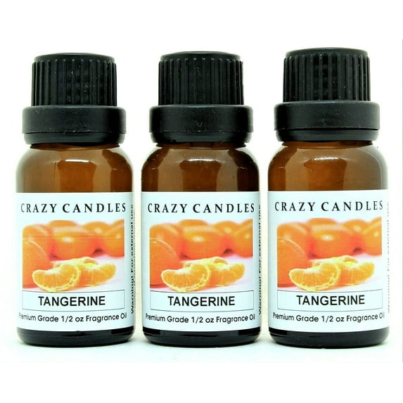 Crazy Candles Tangerine (Made in USA) 3 Bottles 1/2 FL Oz Each (15ml) Premium Grade Scented Fragrance Oil
