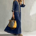 thumbnail image 6 of Ovbmpzd Plus Size Beach To City Summer Dress for Women Maxi Navy Vaction Shift Dress Loose 3/4 Sleeve Casual Dresses,L, 6 of 6