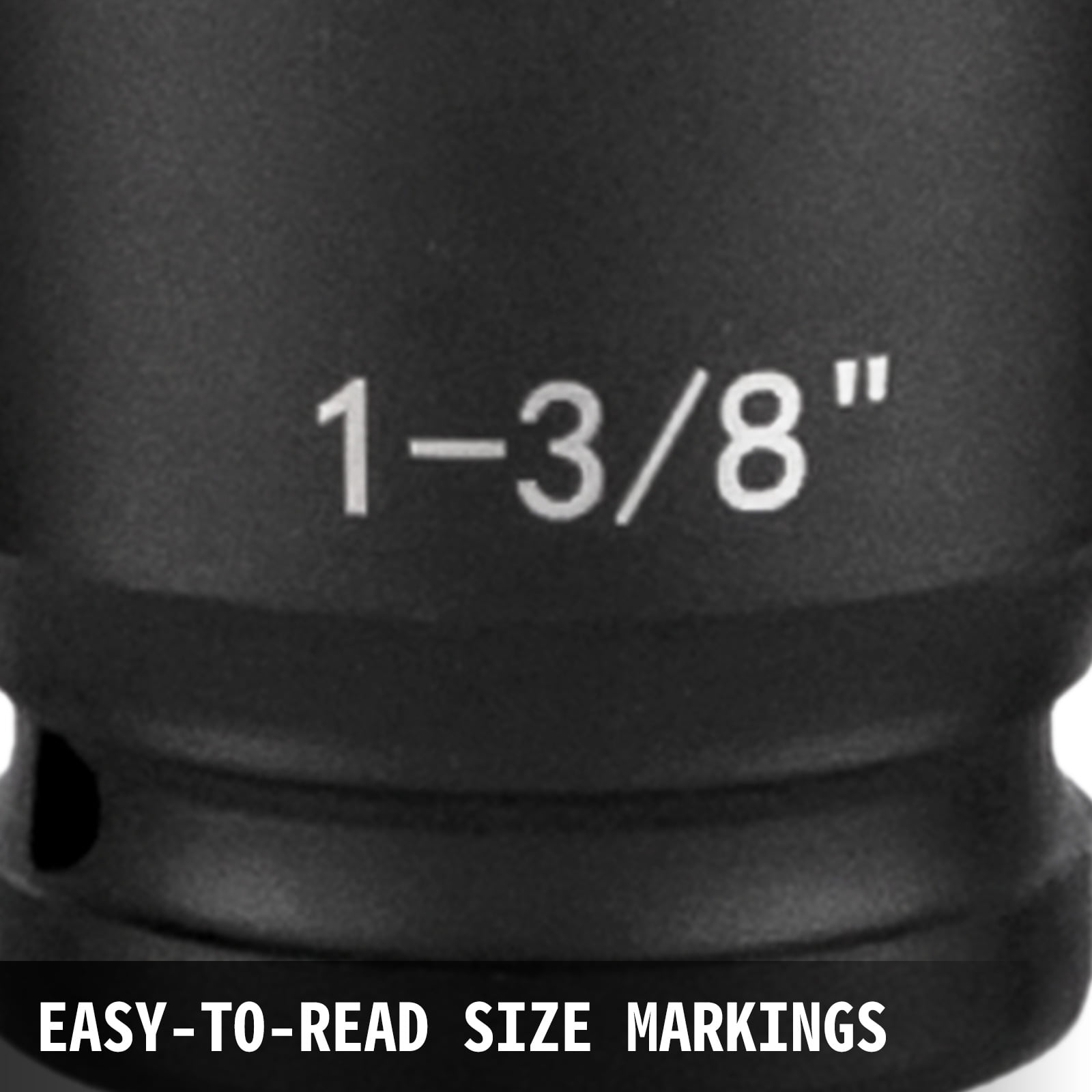 KFFKFF 1/2" Impact Socket Set, Set of 19, SAE Standard Sizes Ranging from 3/8" to 1-1/2", 6-Point Hex Design