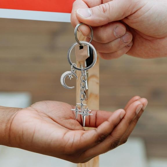 Raindrops Alloy Star and Moon Keychain and Men Everyday Use 1Pack