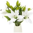 thumbnail image 1 of 4Pcs Artificial Lily Flowers Plants Fake Flower Arrangement Silk White Home Kitchen, 1 of 5