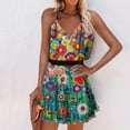 thumbnail image 2 of Vestido HUOGUO, sin mangas, cuello en V, estampado casual, para mujer, 2 of 3