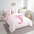 thumbnail image 4 of Manfei Bow Initial Letter J 7pcs Bedding Comforter Set,Kawaii Bowtie Ribbon Queen Bedding Sets,Girls Pink Bowknot Queen Sheet Sets For Princess,Breathable Bedroom Decoration Reversible, 4 of 9