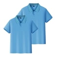thumbnail image 3 of LTTVQM 2Pcs Girls Boys' School Uniform Short-Sleeve Lightweight Quick-Dry Polo Shirts, Breathable Cotton Button Collared Athletic Workout Golf Shirts Blue 7-8 Year, 3 of 6