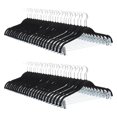 thumbnail image 1 of Ganchos de terciopelo antideslizantes para falda de clóset con clips, paquete de 24, color negro y plateado, 1 of 4