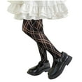 thumbnail image 2 of BRGZLK Kids Girls Bow Sheer Fishnet Stockings Thin Hollowed Summer Mesh Lace Fashion Toddler Footed Legging Pantyhose Black 5-8 Years, 2 of 3