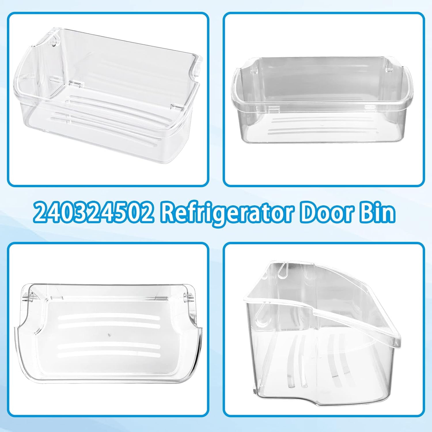 2PCS 240324502 Refrigerator Door Bin Shelf Replacement Compatible with Frigidaire Kenmore Electrolux Fridge Door Shelves Bin Part Fit Model LFSS2312TF0 LFSS2312TE0 LFSS2312TP0 FFSS2315TS0 FFSS2315TS2