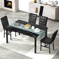 thumbnail image 4 of MIERES Marble Dining Table Set for 4, Faux Marble Kitchen Table and Chairs Set, Rectangle Dining Table with 4 Leather Dining Chairs, 5 Pieces Dinette Sets for Breakfast Nook, Apartment, Black, 4 of 10