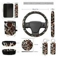thumbnail image 4 of XYZCANDO Cow Brown Spot Print Car Seat Cover Steering Wheel Cover Car Trash Can Seat Belt Cover Keychain Lipstick Cover Center Mirror Cover Coasters Auto Interior Protector Personalized, 4 of 5