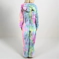 thumbnail image 4 of Moxiu Women Zip-up Hoodie Plush Long Sleeve Pajama Tie Dye Printed One Piece Bodysuits Outfits Sleepwear Hooded Jumpsuit Loungewear, 4 of 7