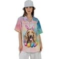 thumbnail image 4 of Happy Easter Afghan Hound with Bunny Ear Headband and Flowers Hawaiian Shirt Breathable Summer Unisex Merch Dog Lover - 13001, 4 of 6