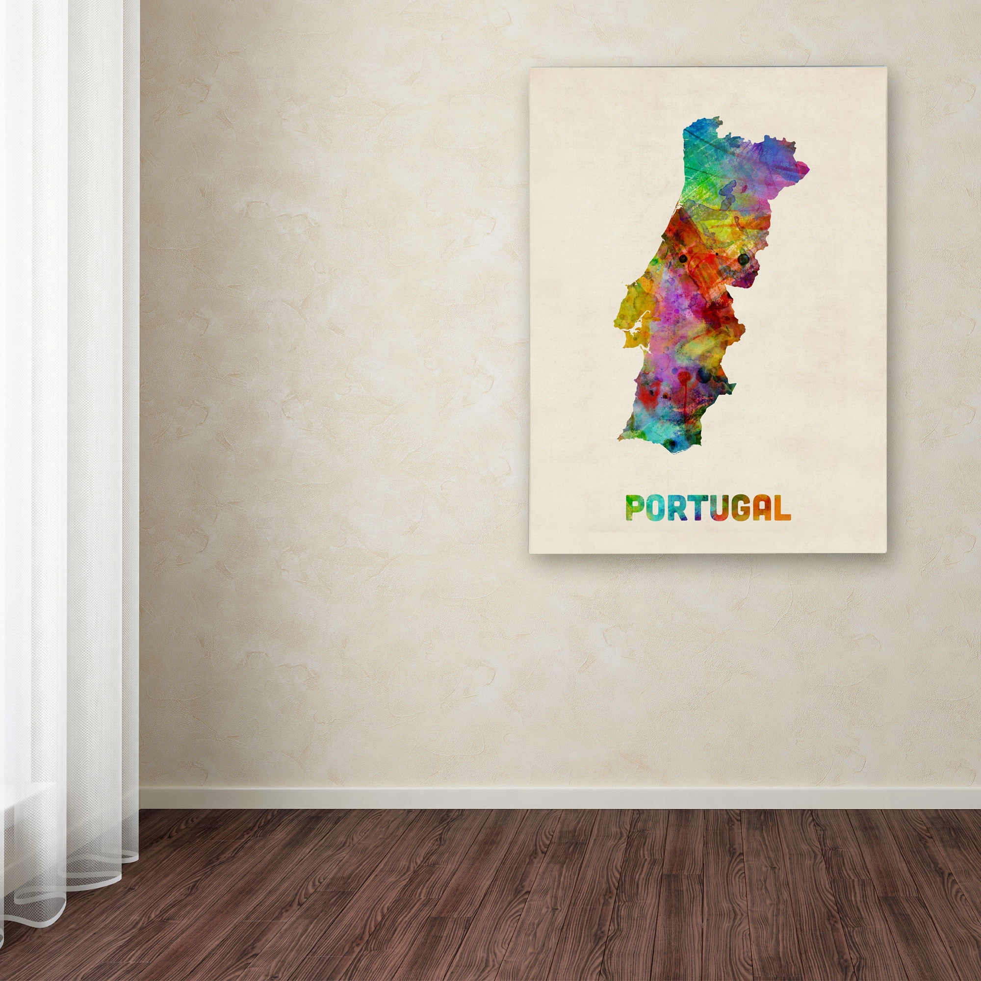 Trademark Fine Art "Portugal Watercolor Map" Canvas Art by Michael Tompsett