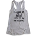 thumbnail image 1 of Blessed By God Spoiled By My Husband Tank Top, Ladies Racerback Tank Top, Wife Mom Tank, Religious Tank, Heather Gray, Small, 1 of 3