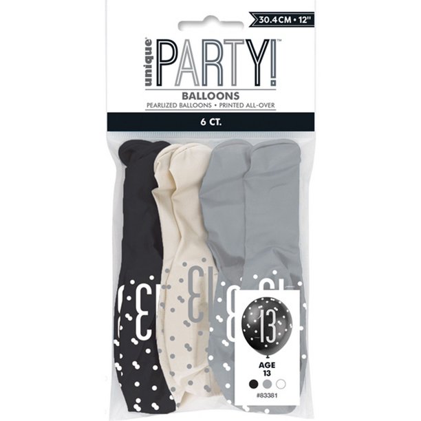 Unique Party - Globos de Látex para Cumpleaños Diseño Glitz- Pack de 6 (13)
