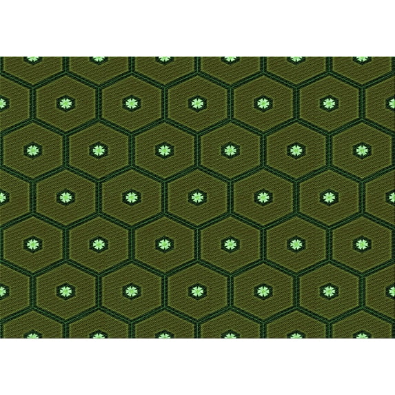 Ahgly Company Indoor Rectangle Patterned Dark Forest Green Area Rugs, 5' x 8'
