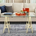 thumbnail image 6 of Benzara BM191635 Glass Writing Desk with Metal Sawhorse Style Legs - Gold & Clear - 30 x 55 x 30 in., 6 of 6