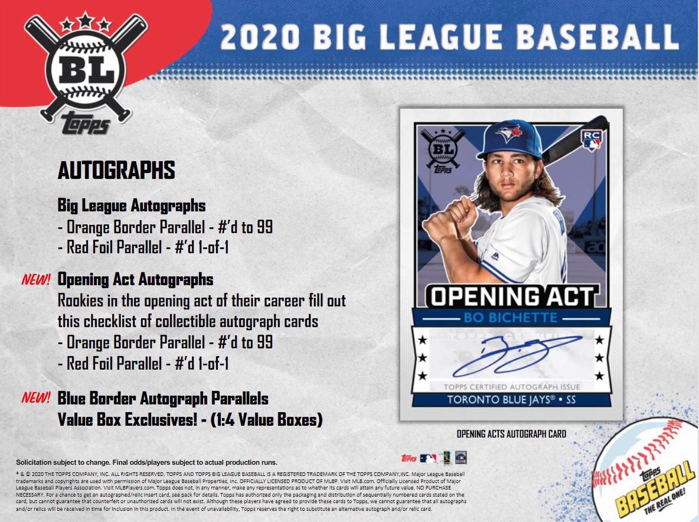 2020 Topps Big League Baseball MLB Trading Cards Blaster Box- 10 packs per Box | 10 cards Per Pack | 5 Blue Parallel per box - image 4 of 6