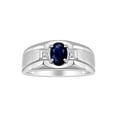 thumbnail image 1 of RYLOS Men's Rings Sterling Silver Classic 7X5MM Oval Gemstone & Diamond Ring Sapphire September Birthstone Rings For Men, Silver Rings, Size 13, 1 of 7