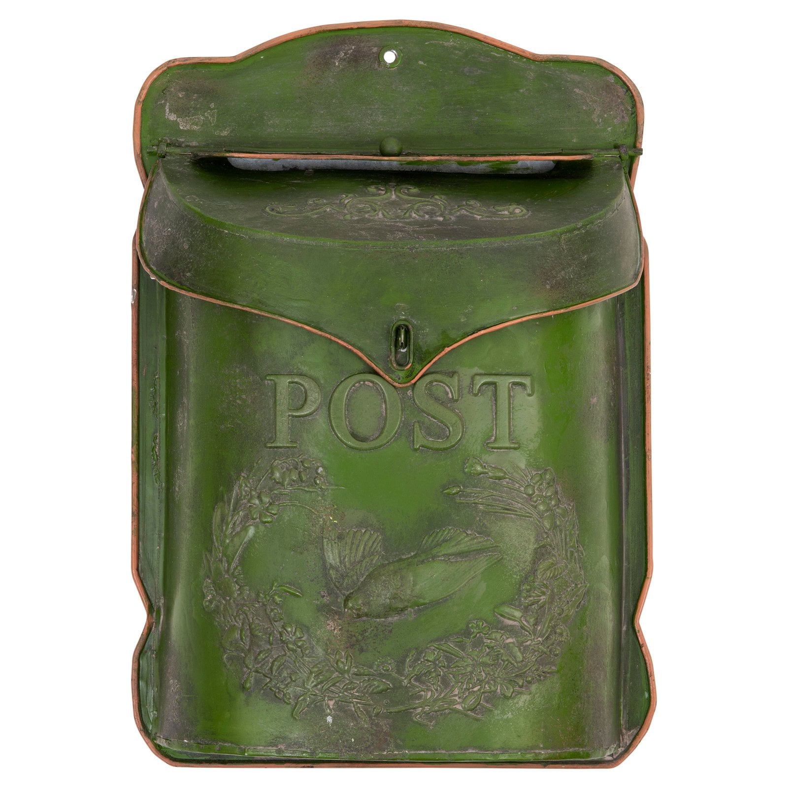 Woven Paths Navy Embossed Tin "Post" Letter Box