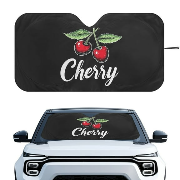 Yuyamidu Cherry Car Sun Shade for Girls Women Car Windshield Sunshade for SUV Van Big Sedan Cute Auto Window Shades Keep Vehicle Cool Car Interior Accessories
