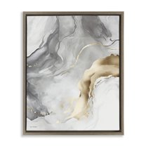 Stupell Industries Marbled Grey & Glam Abstract Painting Brown Floater Framed Canvas Art Print Wall Art, 17 x 21