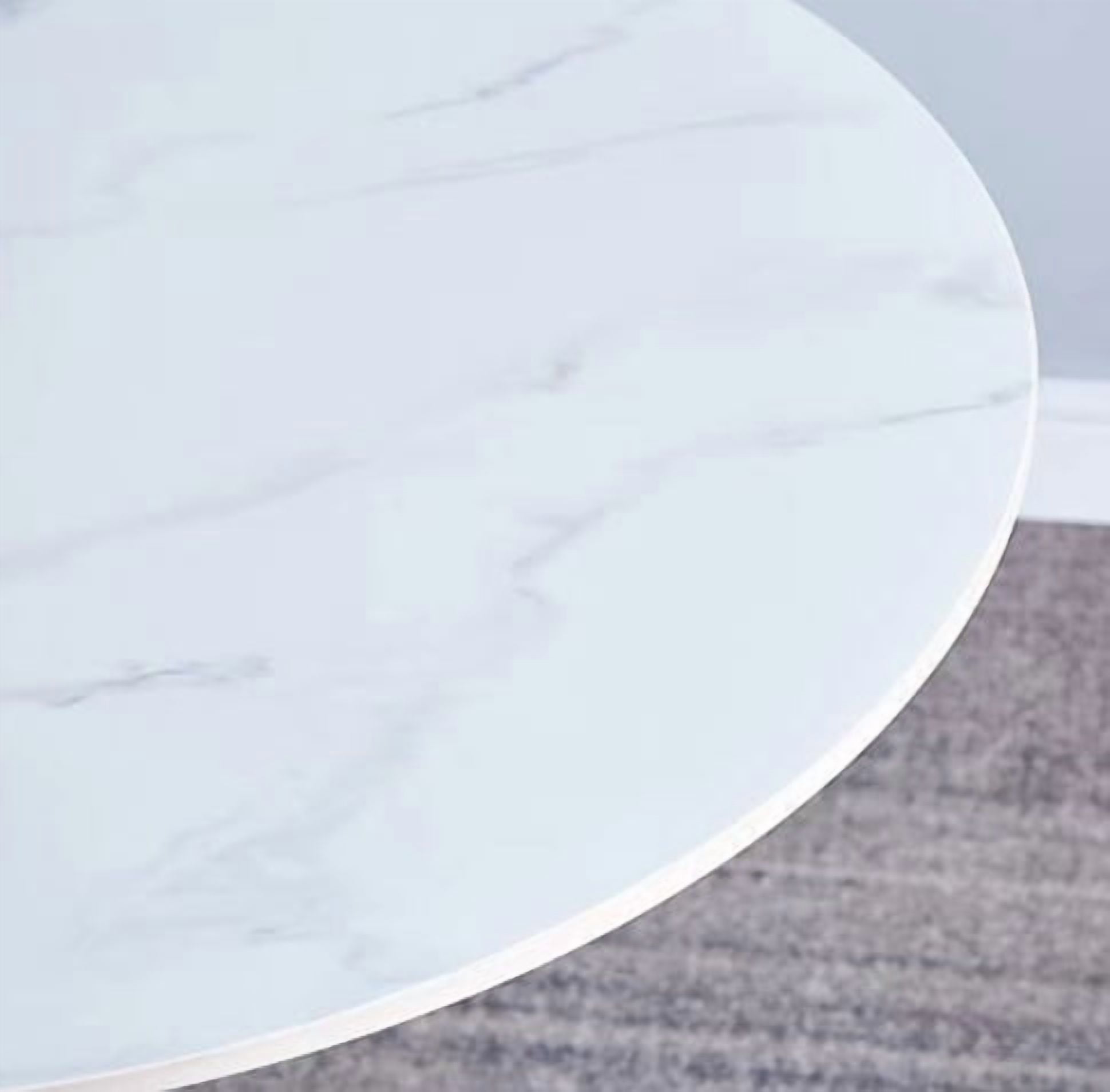 Modern Dining Table,24 Inch Round Table,MDF Top and Steel Base Tulip Round Kitchen Table,Coffee Table for Living Room,White Marble