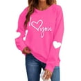 thumbnail image 2 of Caywon Women's Crew Neck Valentine's Day Printed Sweatshirt,Long Sleeve Pullover No Hood Casual Top Solid Color Fashionable Daily Outfit, 2 of 7