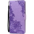 thumbnail image 2 of Wallet Case for Samsung Galaxy A23 5G/4G, Lace Flower Shockproof PU Leather Double Buckle Case with Cash Card Slots and Kickstand Function Cover for Samsung Galaxy A23, LSSK Purple, 2 of 16