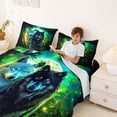 thumbnail image 3 of Manfei Wild Wolves Bed Sheets,Dark Moon Woodland Full Size Sheets,Green Black,4-Piece,1 Flat Sheet, 1 Fitted Sheet and 2 Pillowcases, 3 of 6