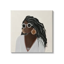 Stupell Indtries Female Portrait with Bold Sunglasses Comfy Fashion,17 x 17,Design by Tava Studios