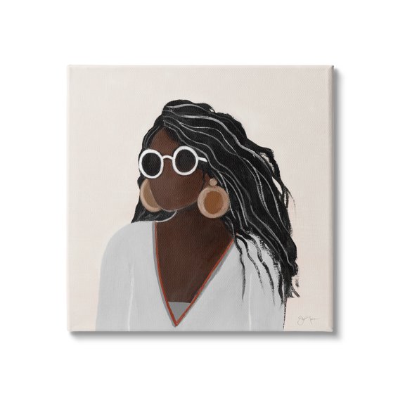 Stupell Indtries Female Portrait with Bold Sunglasses Comfy Fashion,17 x 17,Design by Tava Studios