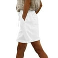 thumbnail image 2 of JJHGVB Womens Linen Shorts High Waisted Wide Leg Lounge Shorts Linen Bermuda Shorts for Women Flowy Shorts Below the Knee Women Linen Shorts Pure Color Shorts Beach Boho Casual Pants White 1 S, 2 of 7