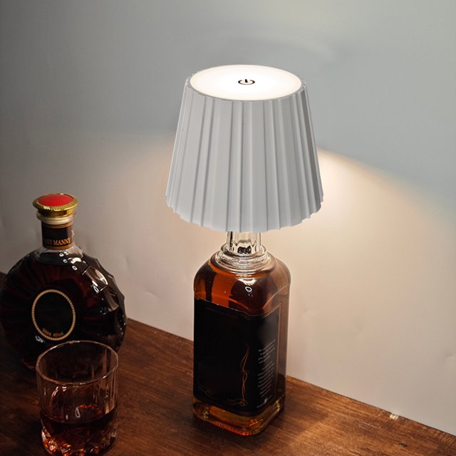 Lámpara de mesa LED recargable 2000mAh lámpara de botella regulable de metal 3 colores regulables