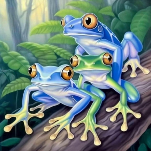 5D DIY Diamond Painting Set "Frog, Green Leaf Animals" Round Diamond Art Crafts for Adults, Suitable for Wall Decoration, Bedroom and Home Decoration