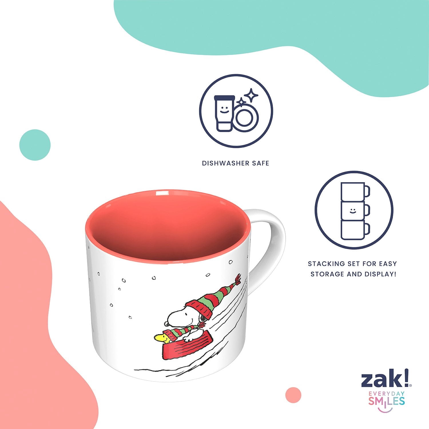 Zak Designs 15oz 4pk Stackable Ceramic Holiday Mugs in Gift Box