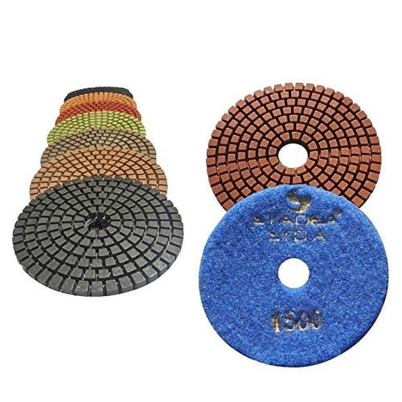 STADEA Grit 1500 (2 Pieces) 5" Diamond Polishing Pads for Granite Marble Concrete Stone polishing Wet Grinder