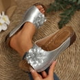 thumbnail image 6 of Daznico Women's Leather Flower Wedge Slippers - Stylish Open Toe Comfortable Shoes with Temperament,for Size 9.5, 6 of 9
