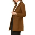 thumbnail image 5 of INSPIRE CHIC Women's Coat Solid Color Notched Lapel Single Breasted Winter Peacoat Dark Brown XL, 5 of 8