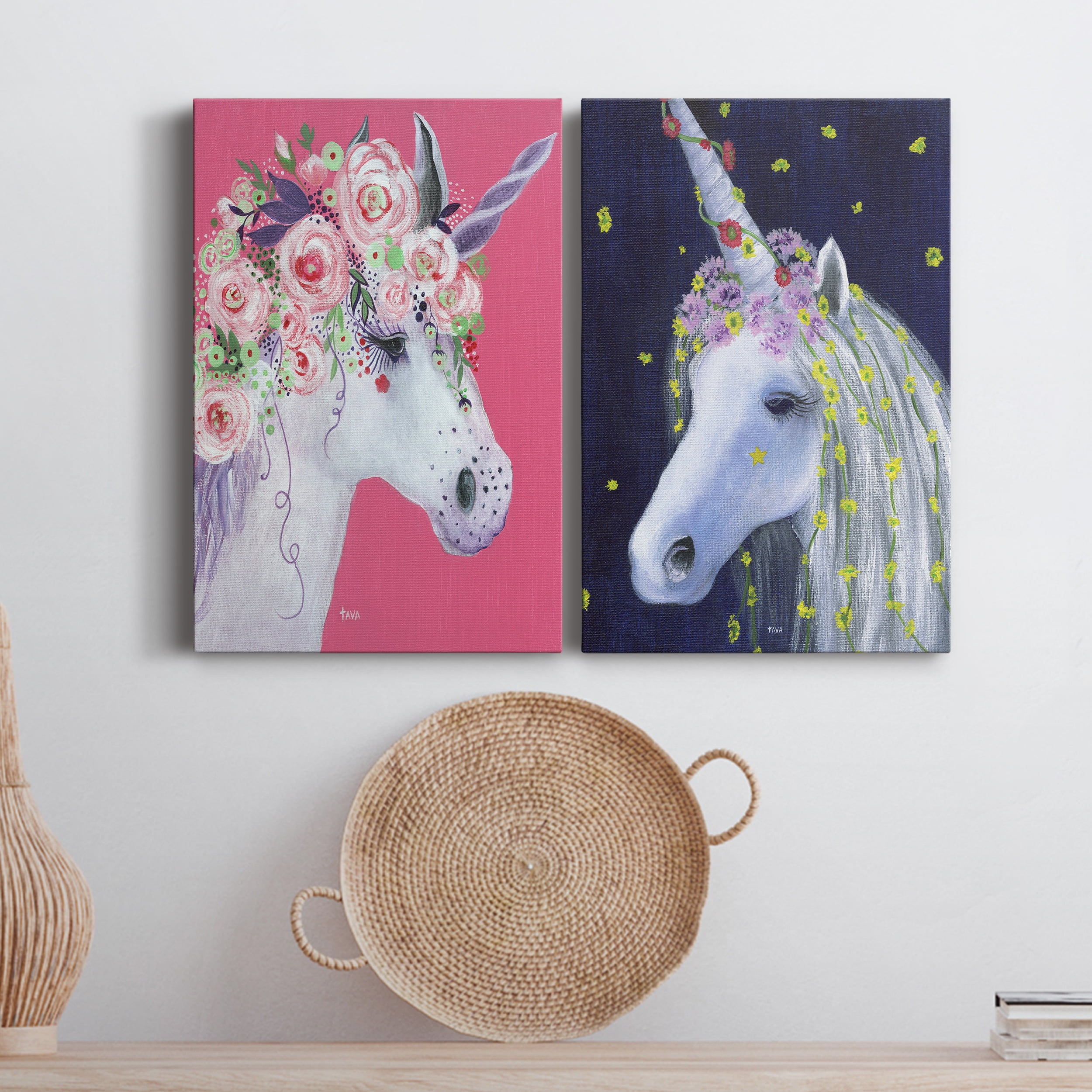Unicorn III Premium Gallery Wrapped Canvas - Ready to Hang - Set of 2 - 12 x 18 Each
